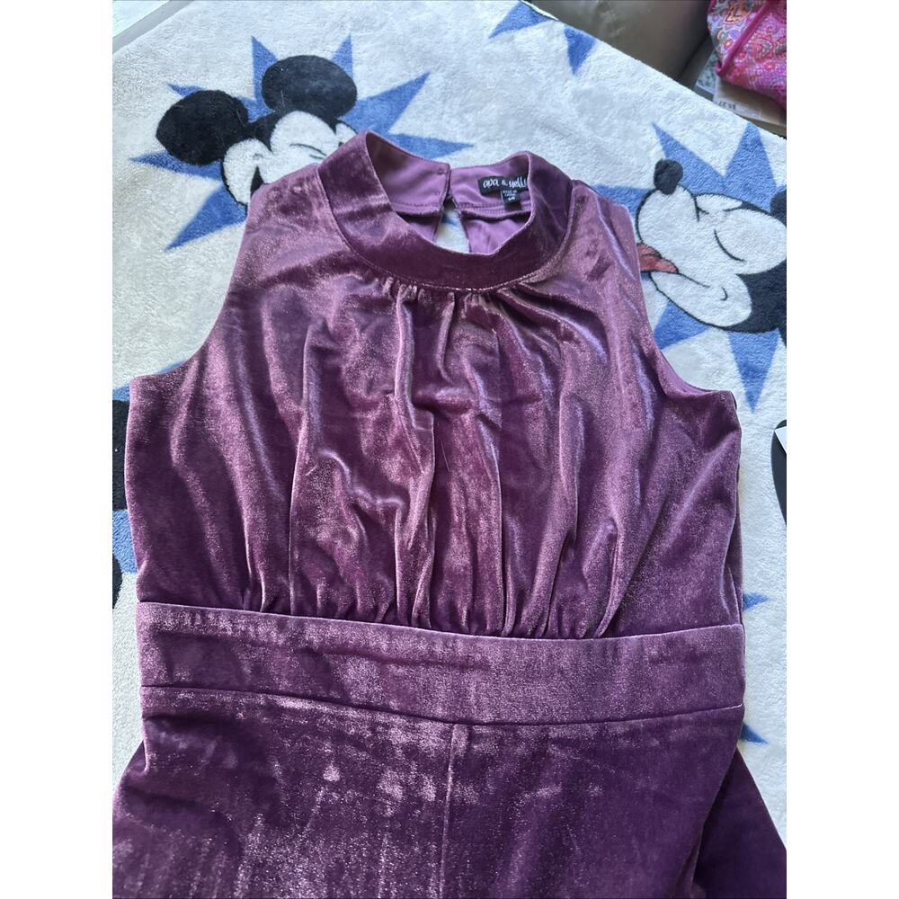 Ava & Yelly Nordstrom Girls Size 14 Mock Neck Velour Jumpsuit Purple Elegant NWT - Picture 3 of 16